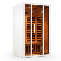2 Person Extendable FAR Infrared Sauna for Home, Hemlock Wood Low EMF 6 Carbon Heaters Indoor Saunas with LED Lights, Bluetooth Speaker, Digital Control Panel, and Seating Bench — Studio Shot