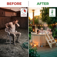 Wood Fired 4-Person to 5-Person 0-Jet Hot Tub and Ice Bath with Internal Stove Pine — Before & After
