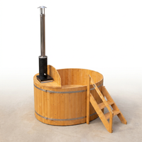 Wood Fired 4-Person to 5-Person 0-Jet Hot Tub and Ice Bath with Internal Stove Pine — Studio Shot