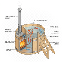 Wood Fired 4-Person to 5-Person 0-Jet Hot Tub and Ice Bath with Internal Stove Pine — How It Works
